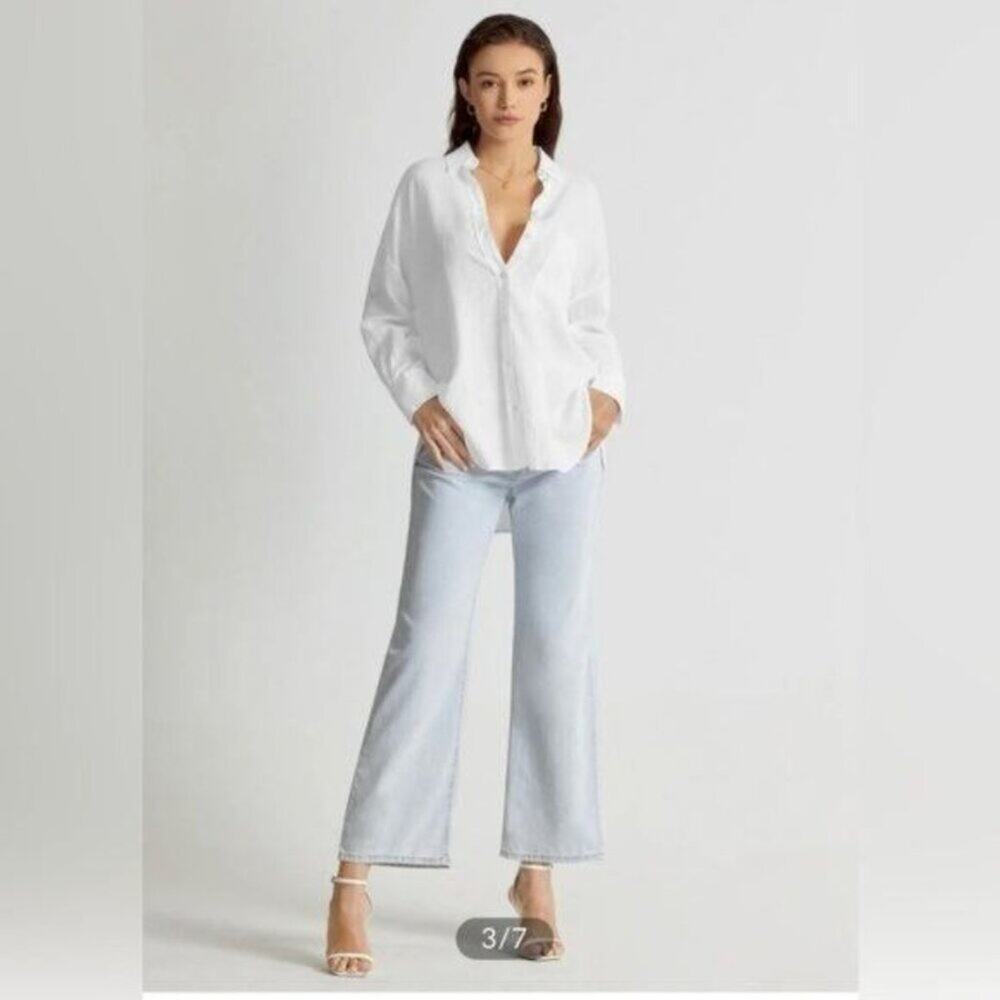 Commense White Linen Button-Up Blouse - Picture 7 of 8